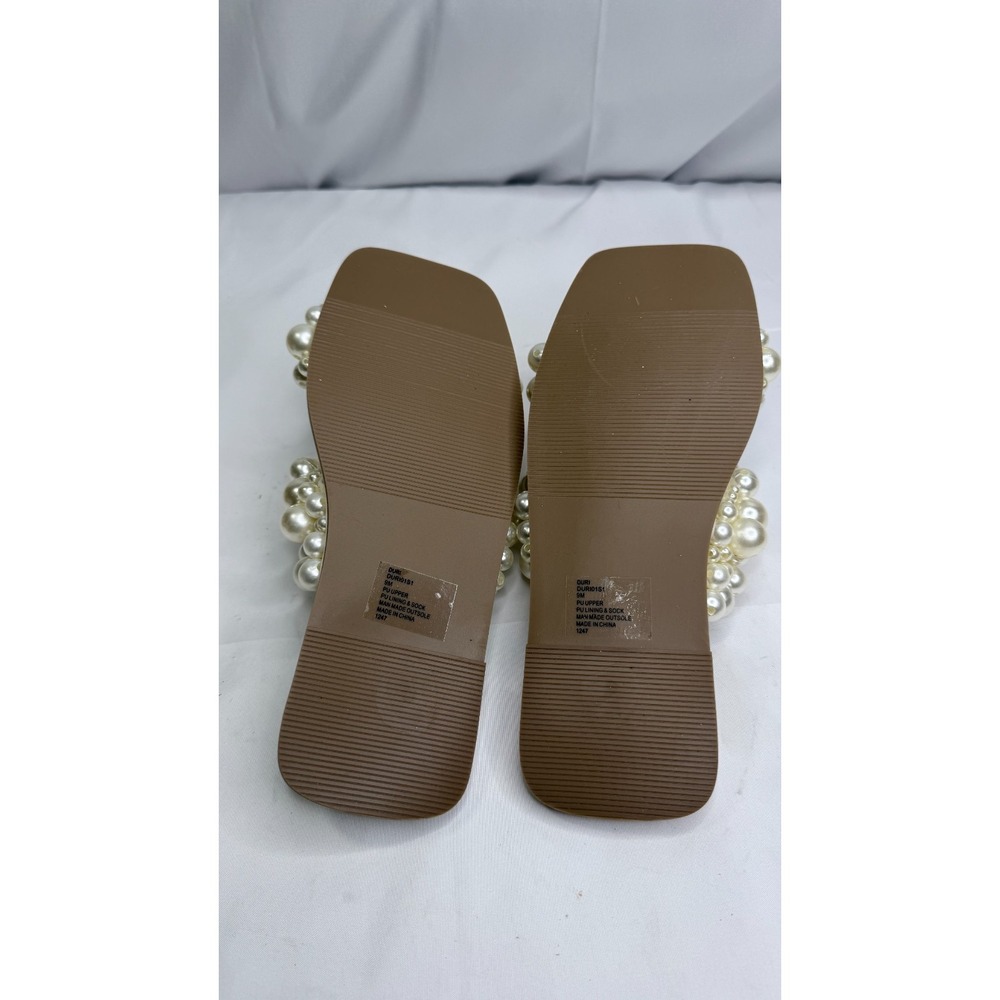 Steve Madden Duri Ivory Pearl Embellished Slide Sandals Women's Size 9 New - Picture 6 of 7